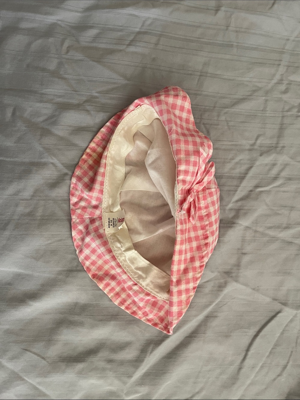 Kids Pink Gingham Sun Hat - Lightweight Check Pattern